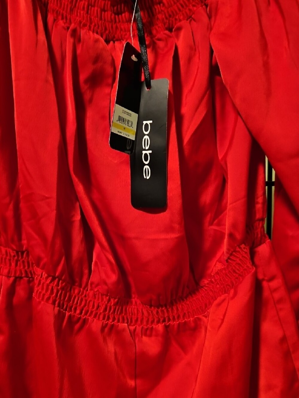 bebe Red Off-Shoulder Ruffle Romper - Picture 3 of 6